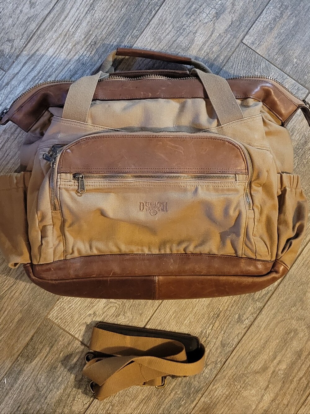 Duluth Trading Fire Hose Canvas Leather Bag Briefcase Travel Commuter Overnight
